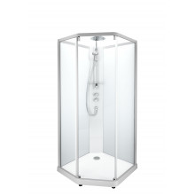 Душевая кабина IDO Showerama 10-5 Comfort 558.207.313 пятиугольная 1000х1000 мм профиль белый прозрачное стекло